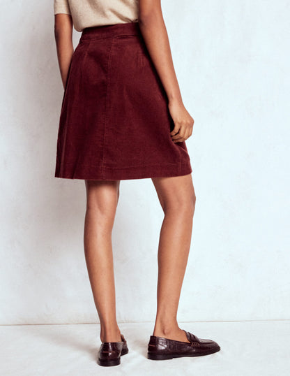 Helen Cord Kilt Skirt-Chestnut-3