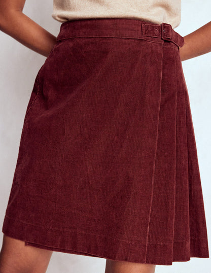 Helen Cord Kilt Skirt-Chestnut-4
