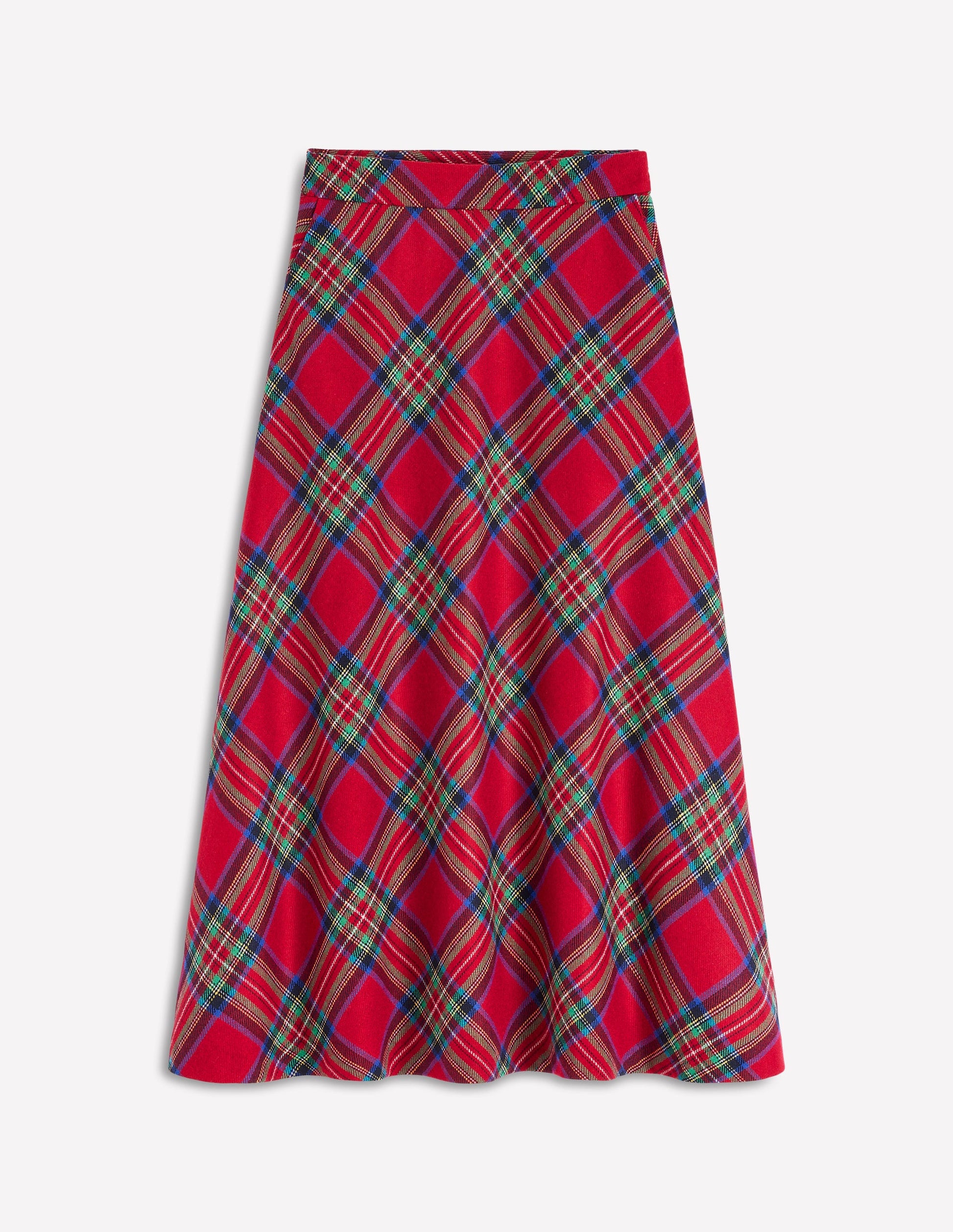 Hayley Wool Midi Skirt-Red, Blue and Green Check-6