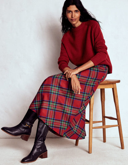 Hayley Wool Midi Skirt-Red, Blue and Green Check-1