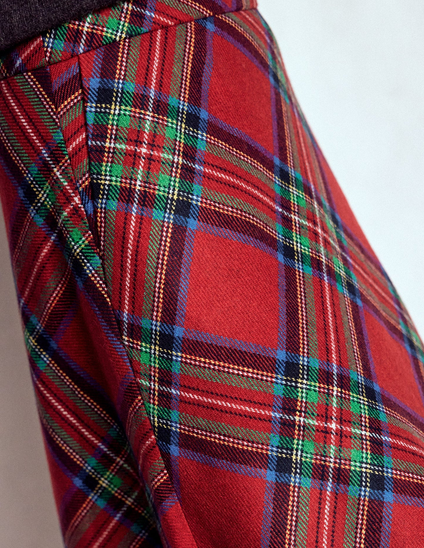 Hayley Wool Midi Skirt-Red, Blue and Green Check