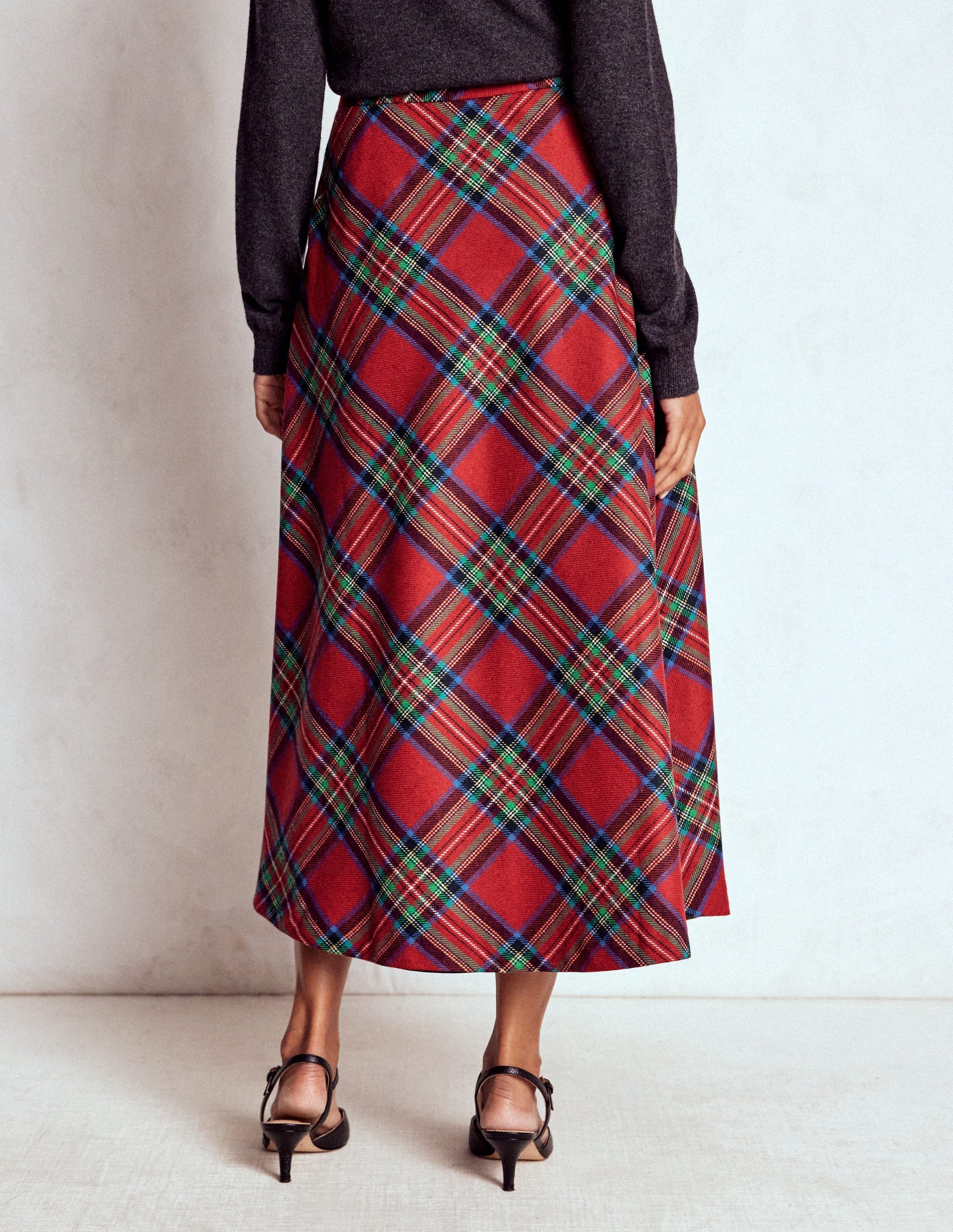 Hayley Wool Midi Skirt-Red, Blue and Green Check-3