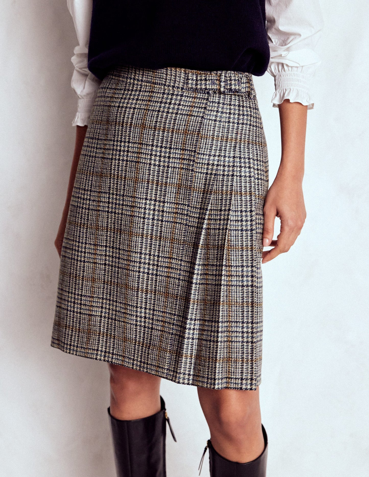 Helen Wool Kilt Skirt-Blue and Grey Prince of Wales