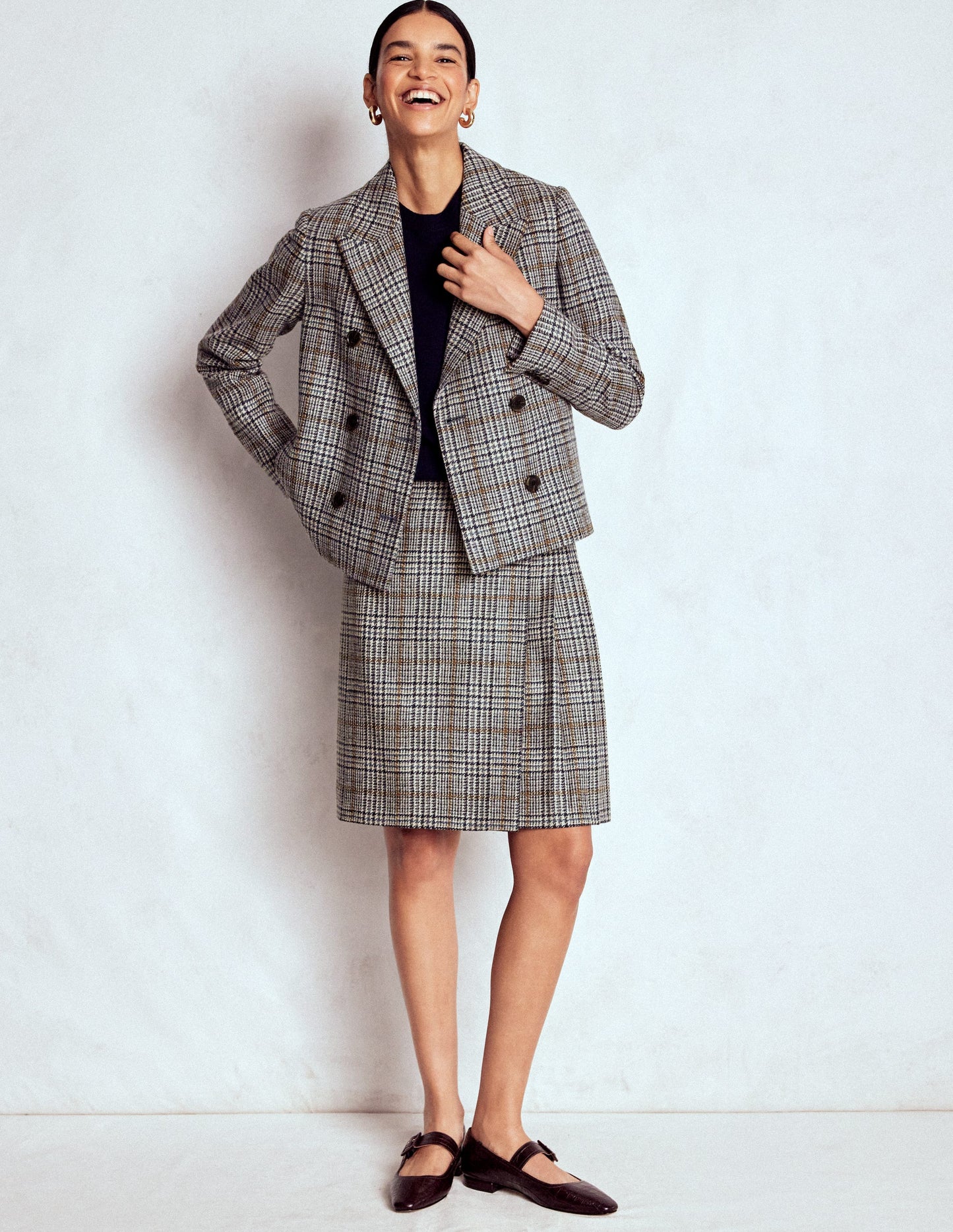 Helen Wool Kilt Skirt-Blue and Grey Prince of Wales