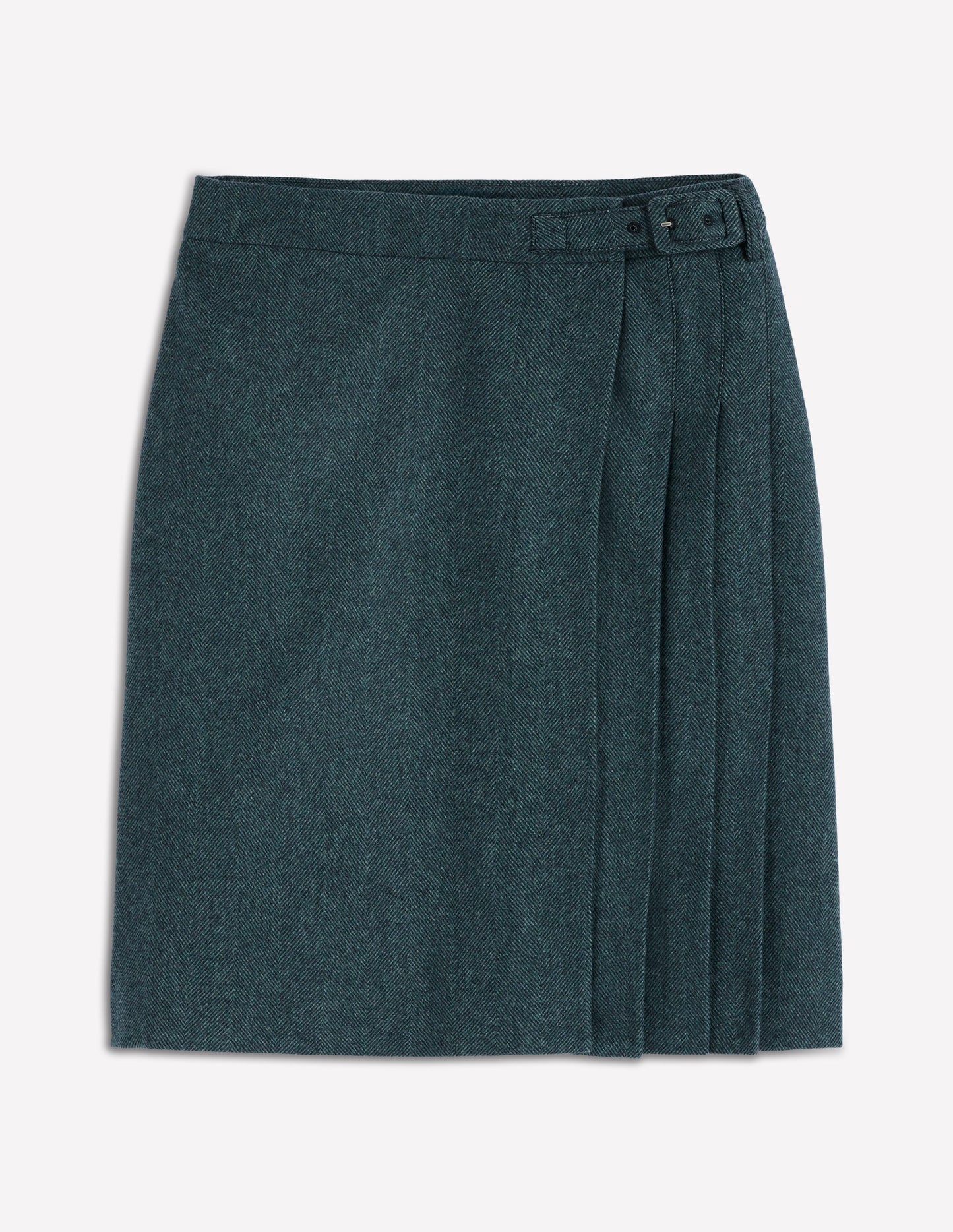 Helen Wool Kilt Skirt-Green and Navy Herringbone