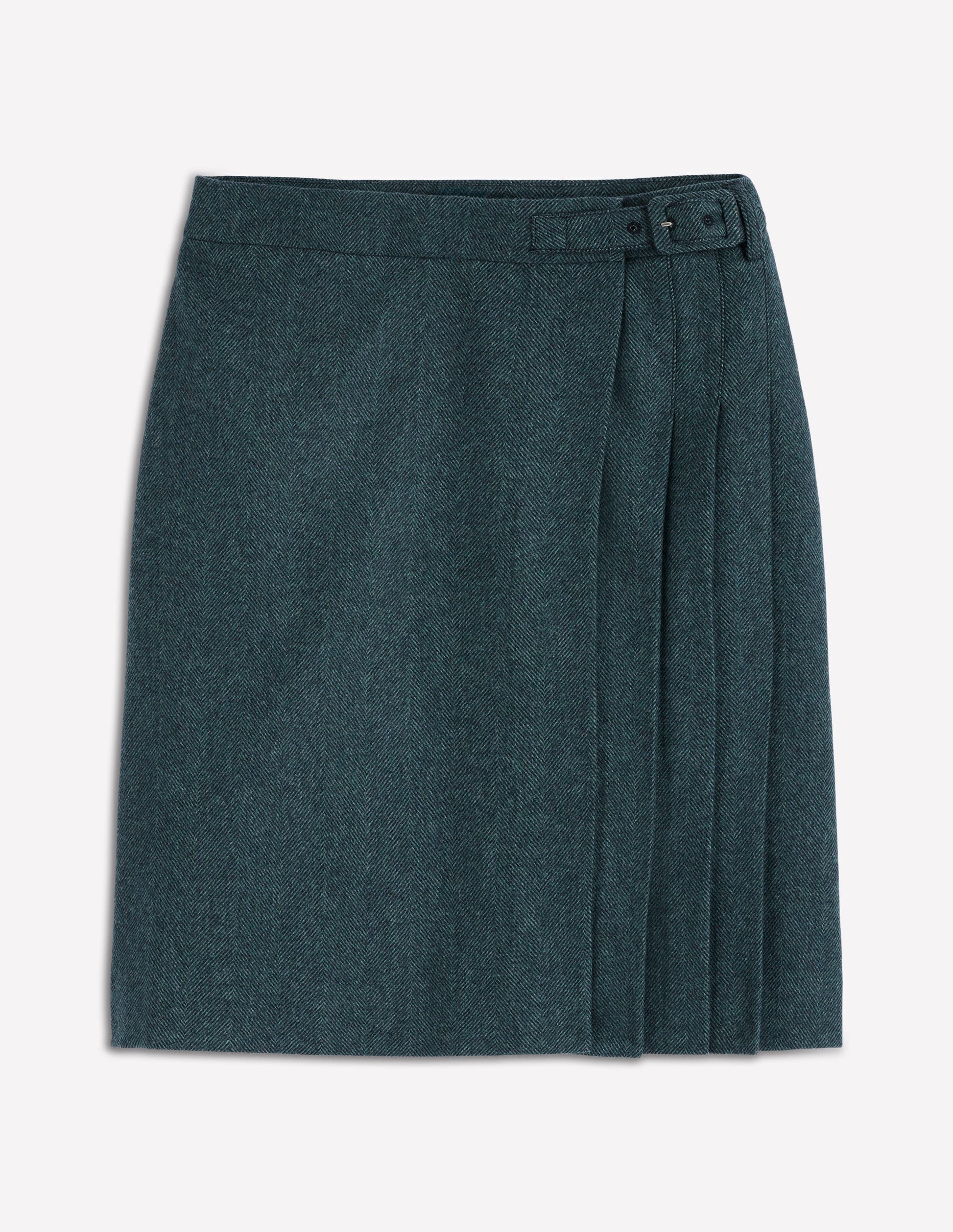 Helen Wool Kilt Skirt-Green and Navy Herringbone-5