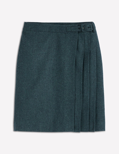 Helen Wool Kilt Skirt-Green and Navy Herringbone-5