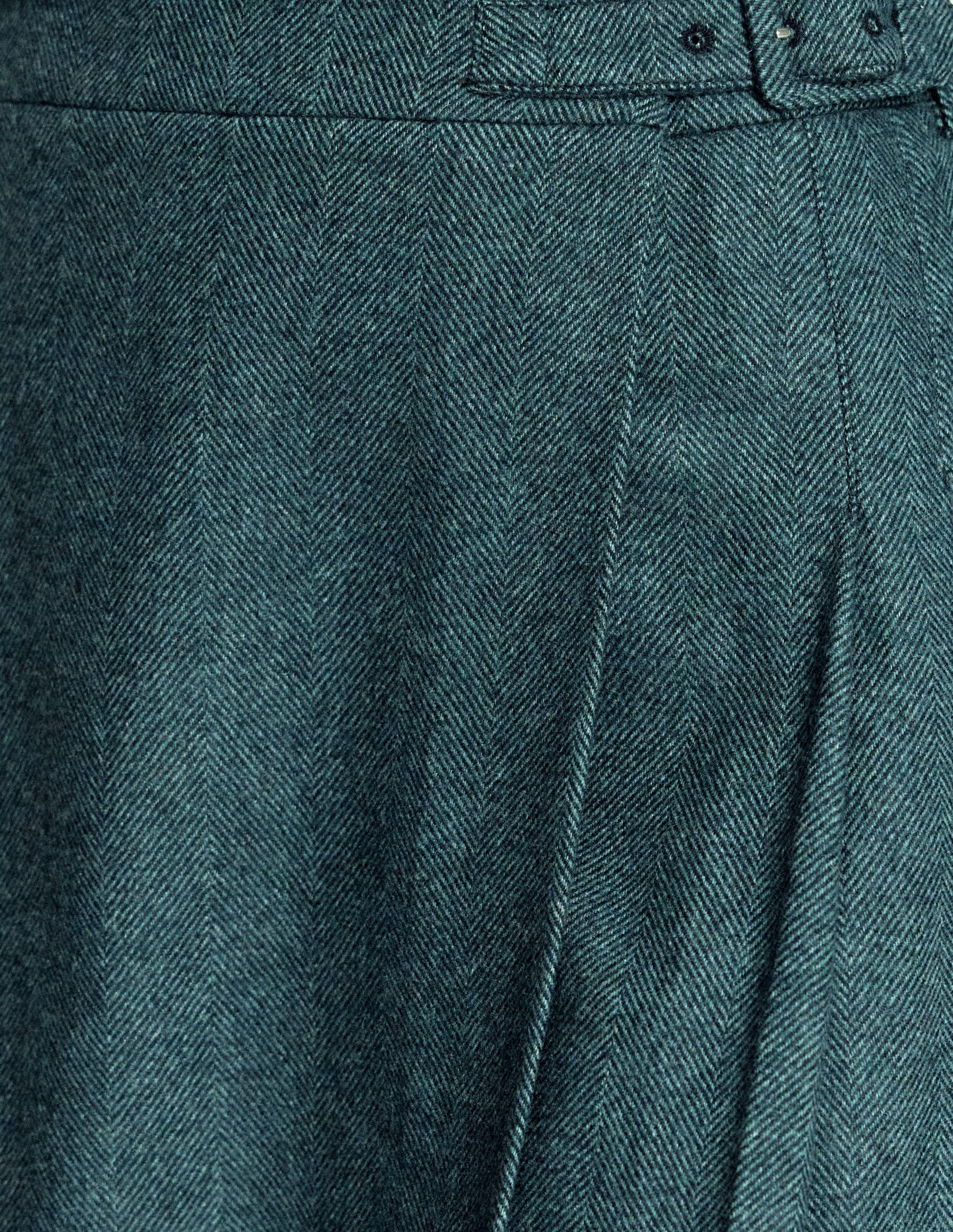 Helen Wool Kilt Skirt-Green and Navy Herringbone-2