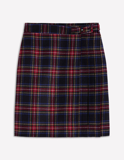 Helen Wool Kilt Skirt-Navy, Green and Red Check-6