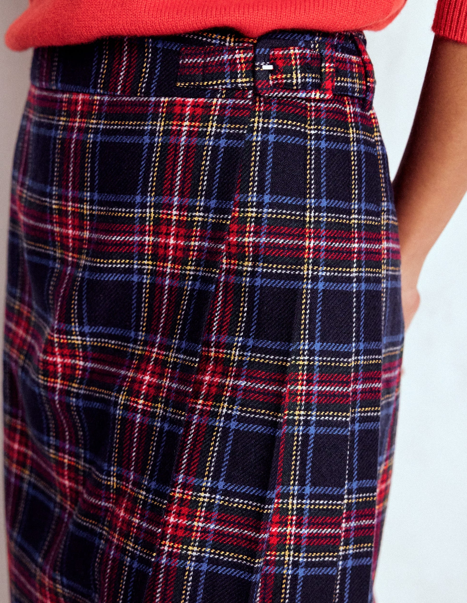 Helen Wool Kilt Skirt-Navy, Green and Red Check-2