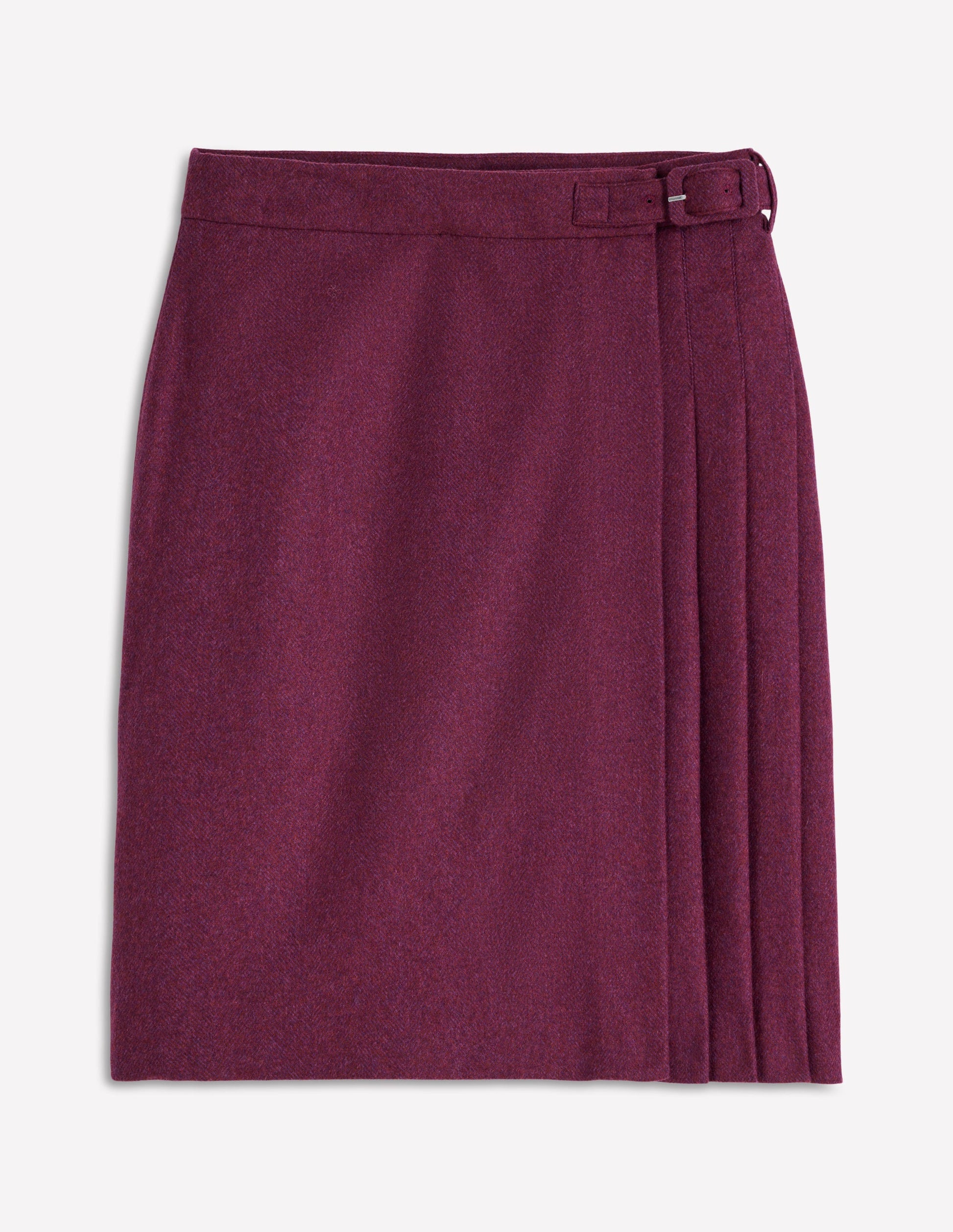 Helen Wool Kilt Skirt-Maroon and Purple Herringbone-5