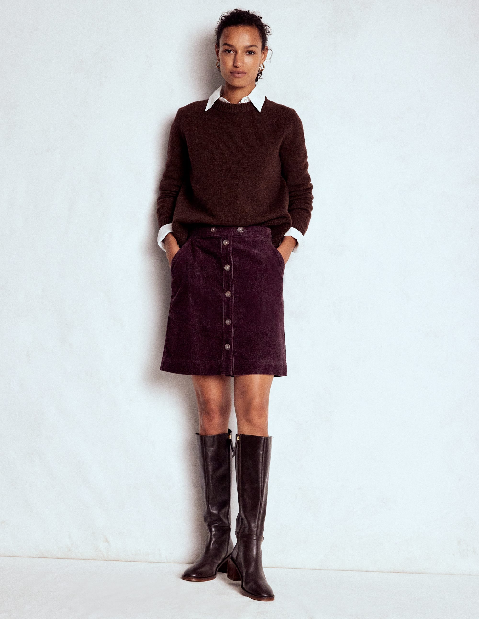 Cecelia Cord Skirt-Deep Aubergine - Image 1