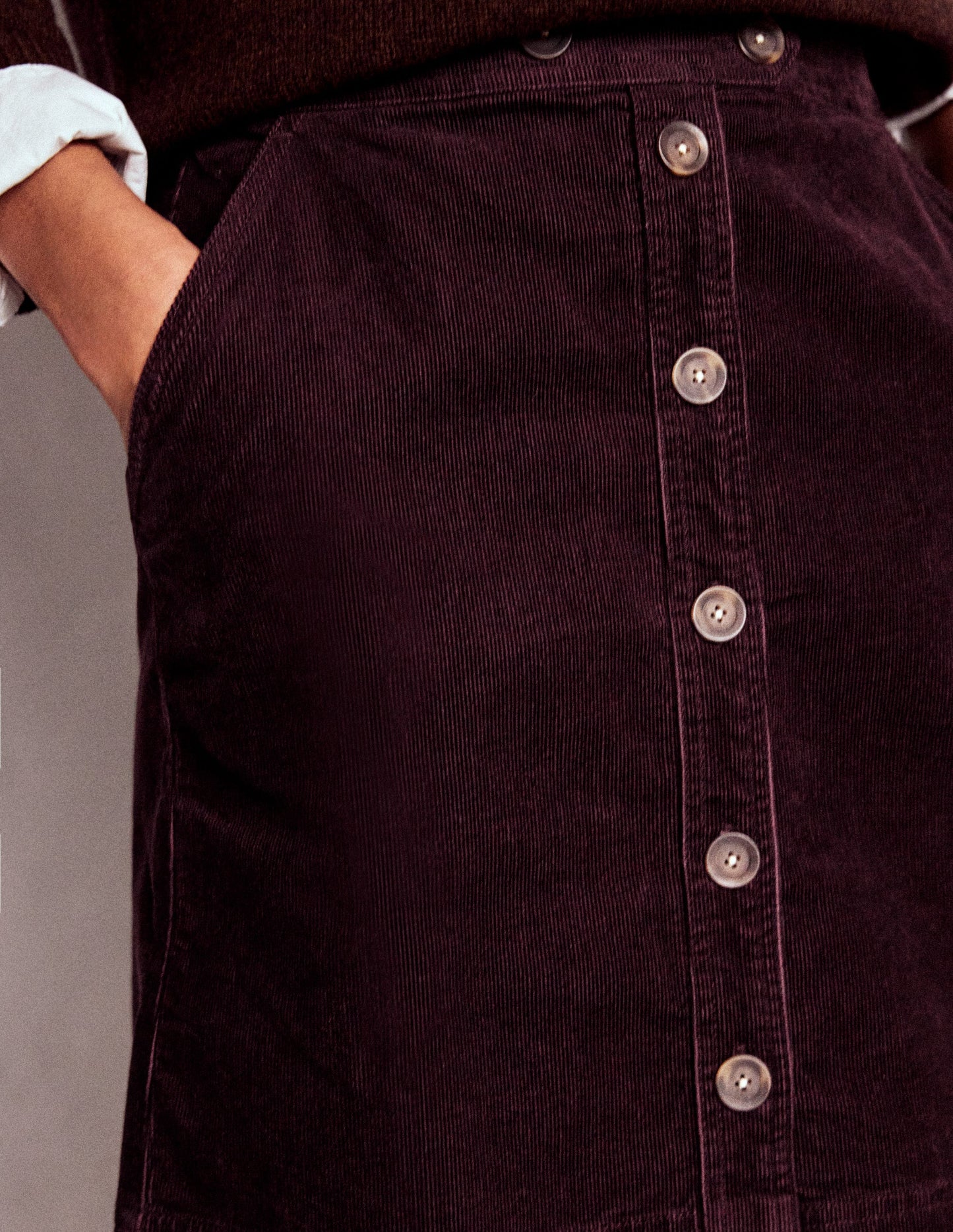 Cecelia Cord Skirt-Deep Aubergine