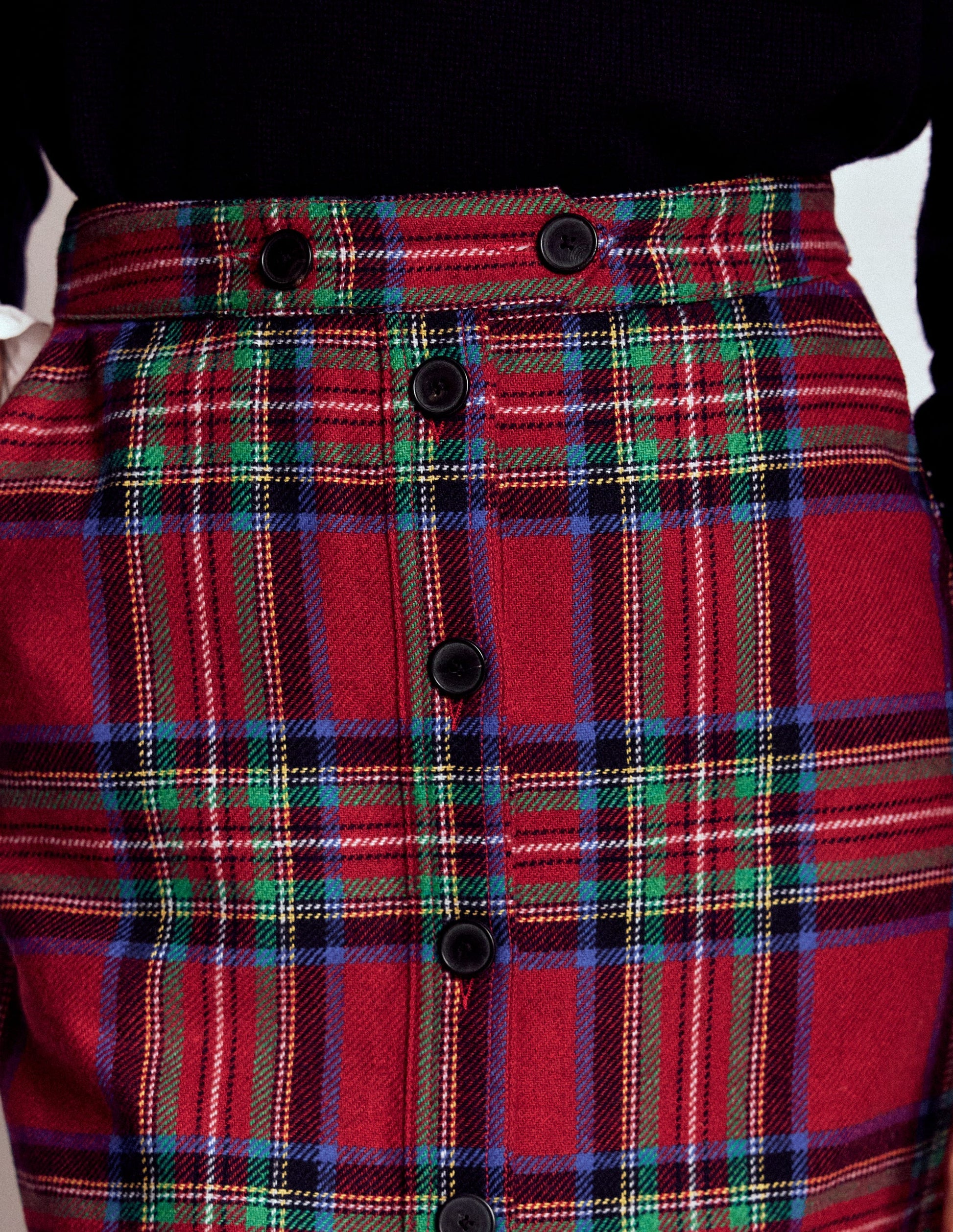 Cecelia Wool Skirt-Red, Blue and Green Check-2