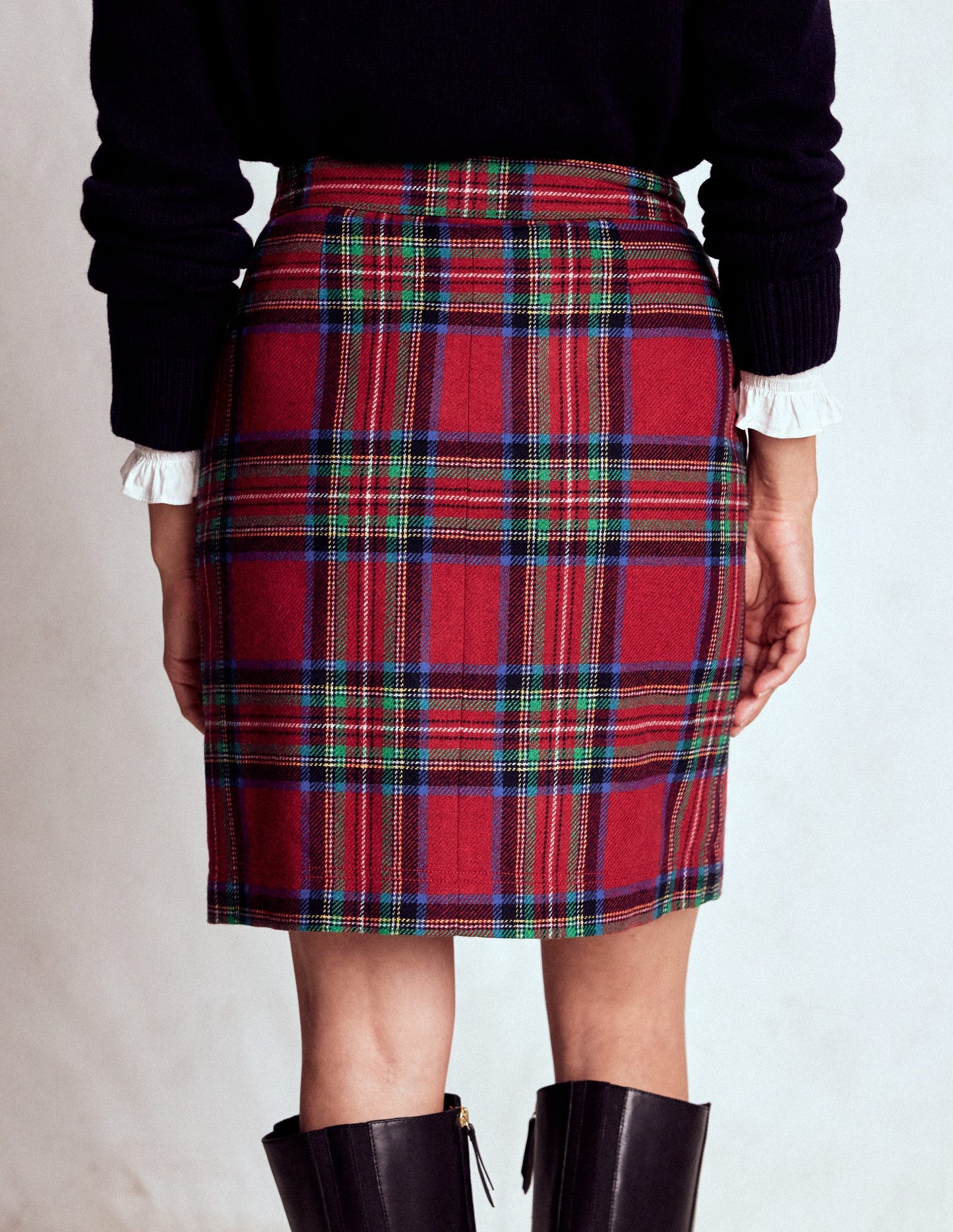 Cecelia Wool Skirt-Red, Blue and Green Check