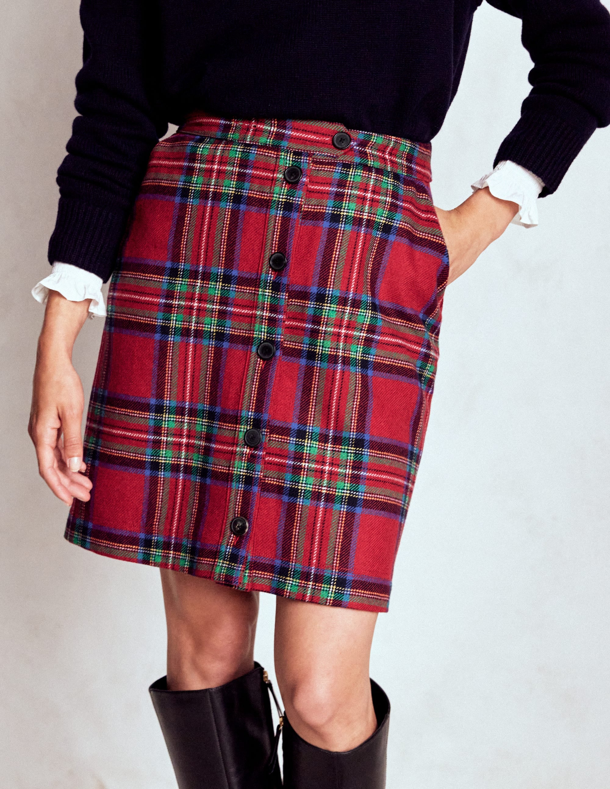 Cecelia Wool Skirt-Red, Blue and Green Check - Image 4