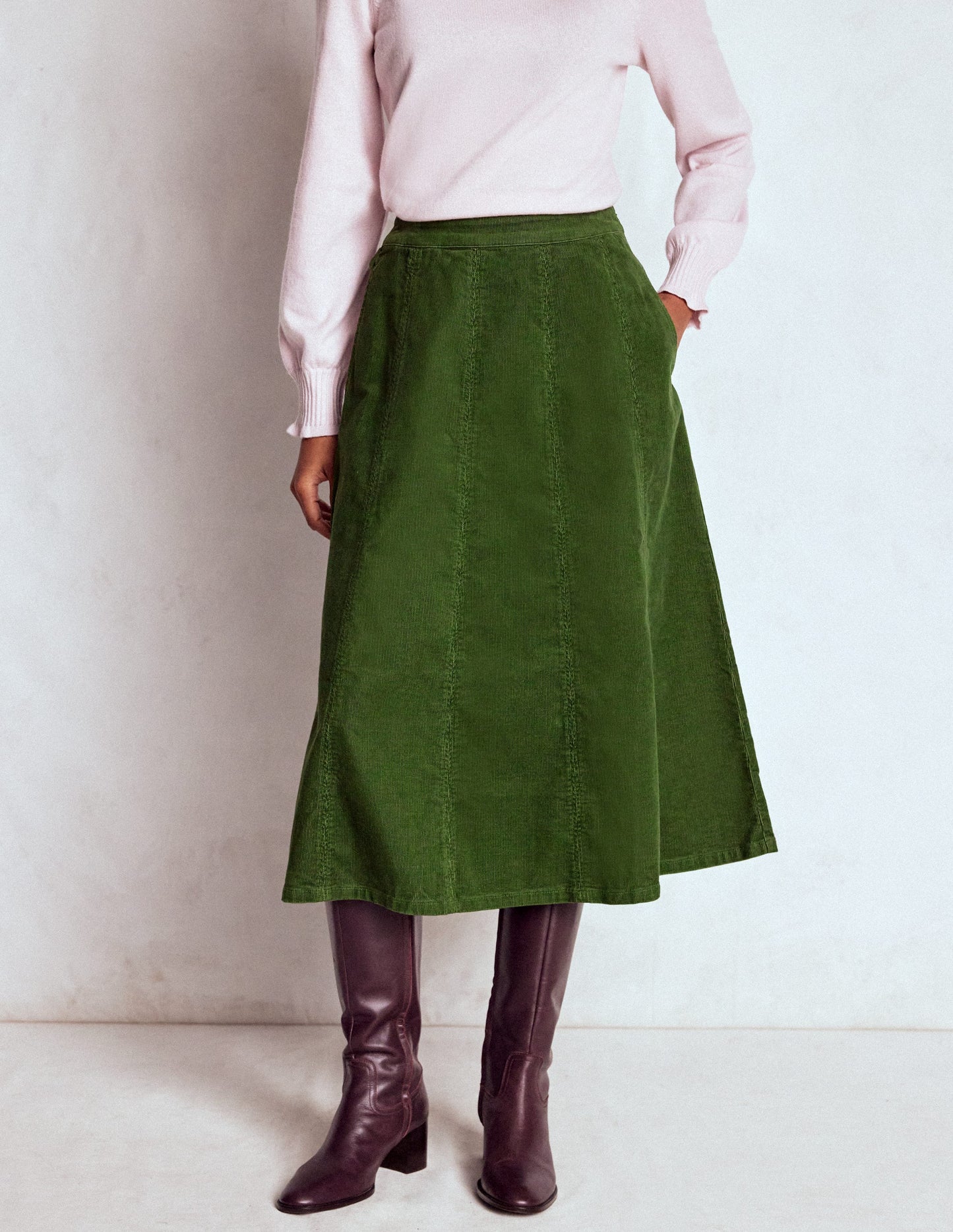 Joy Cord Midi Skirt-Fern