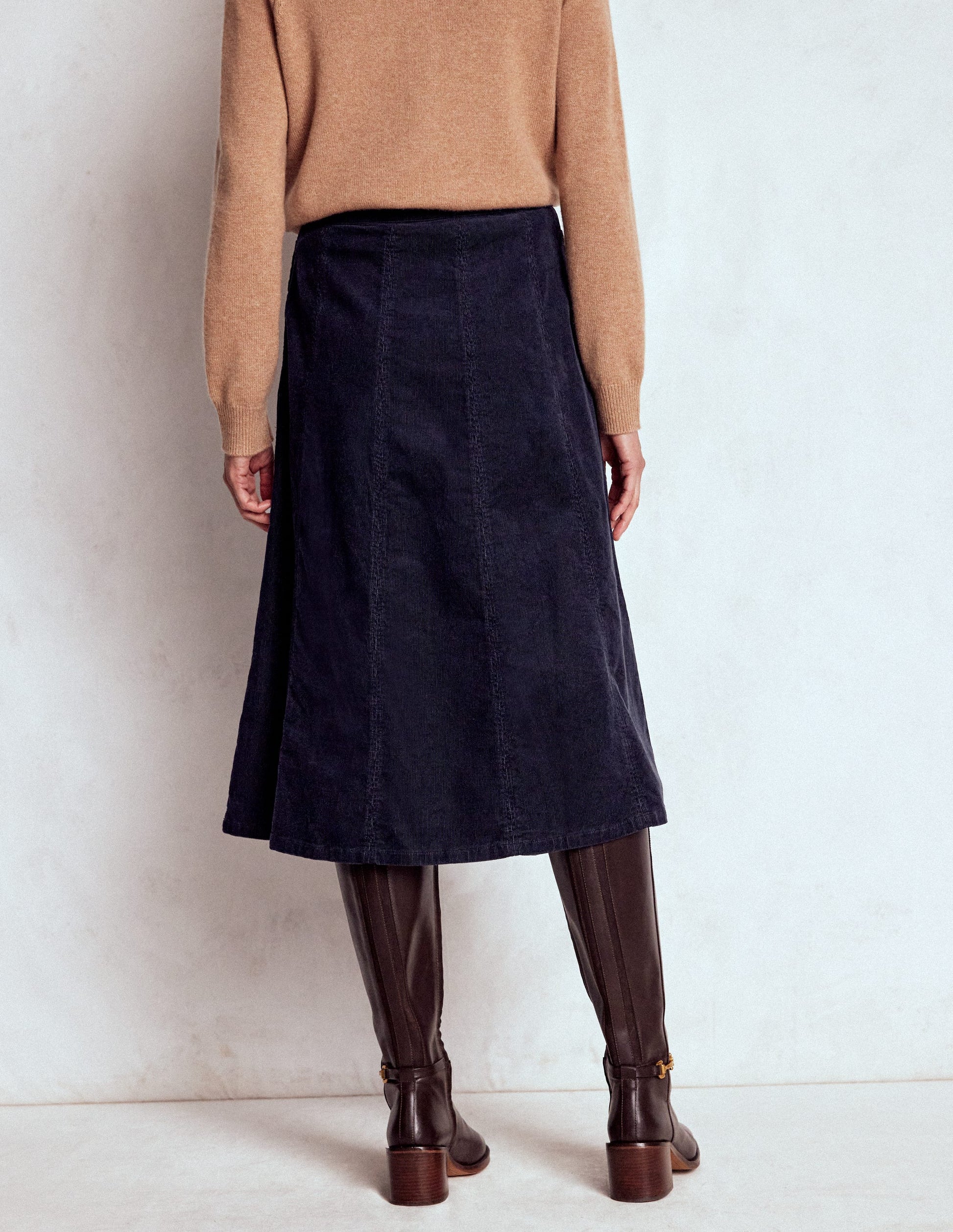 Joy Cord Midi Skirt-Navy-3