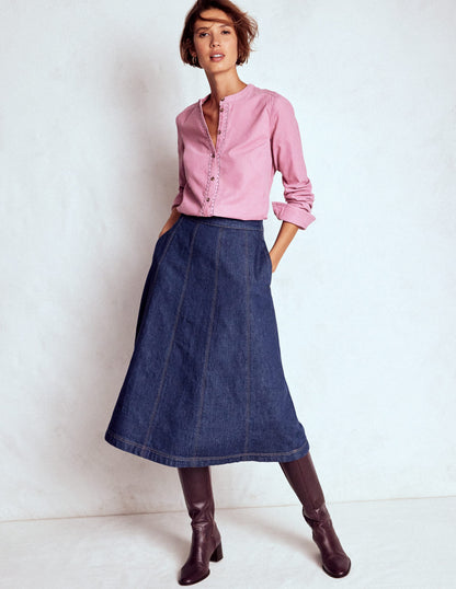 Joy Panelled Denim Skirt-indigo-1