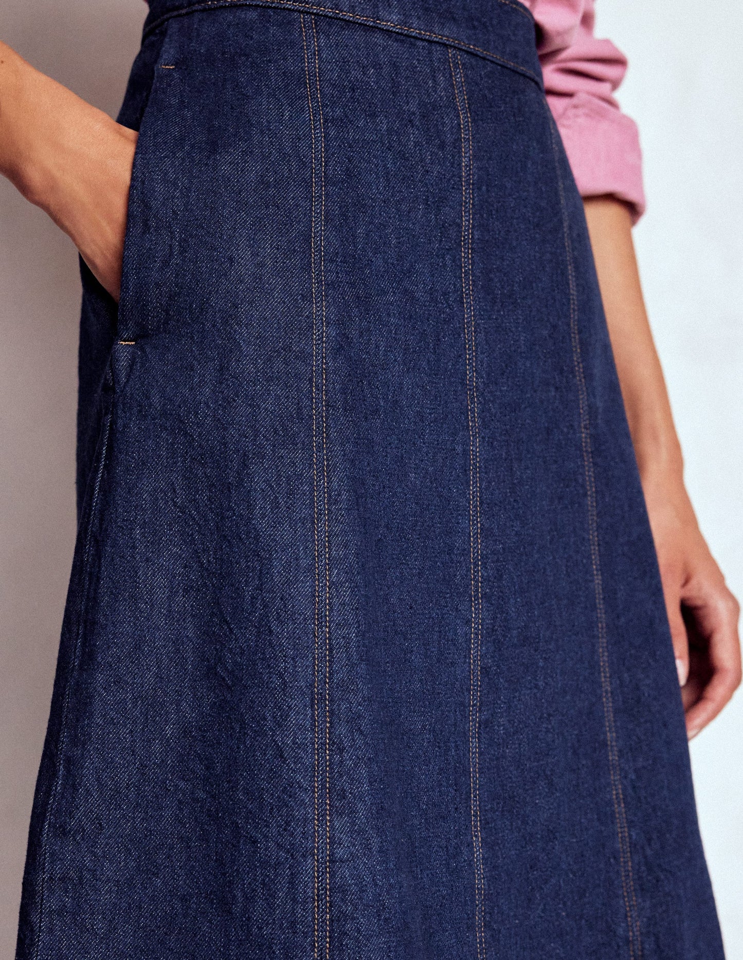Joy Panelled Denim Skirt-indigo