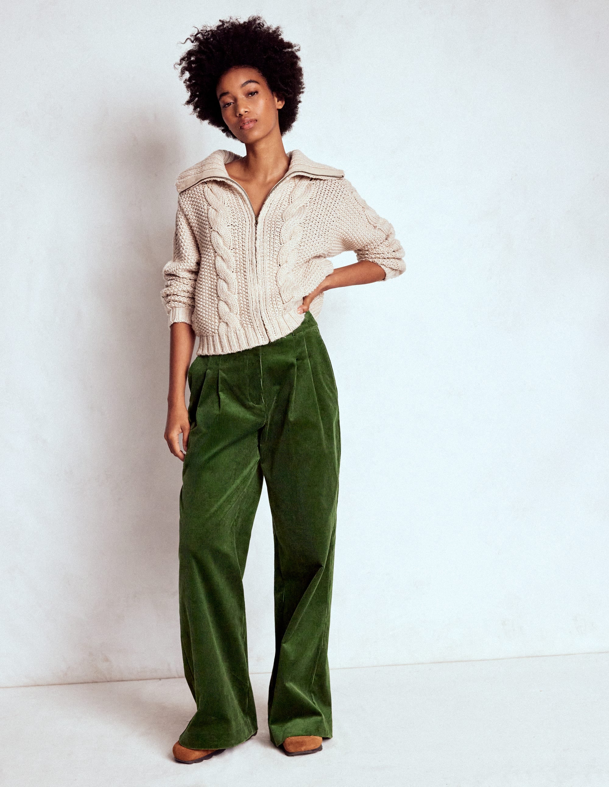 Kensington Cord Trousers-Green Fir - Image 1