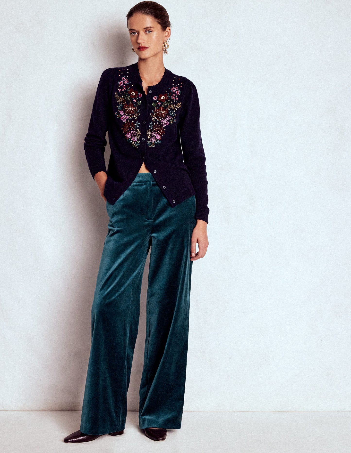 Belgravia Velvet Trousers-Midnight Teal