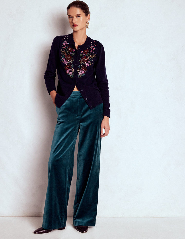 Belgravia Velvet Trousers-Midnight Teal