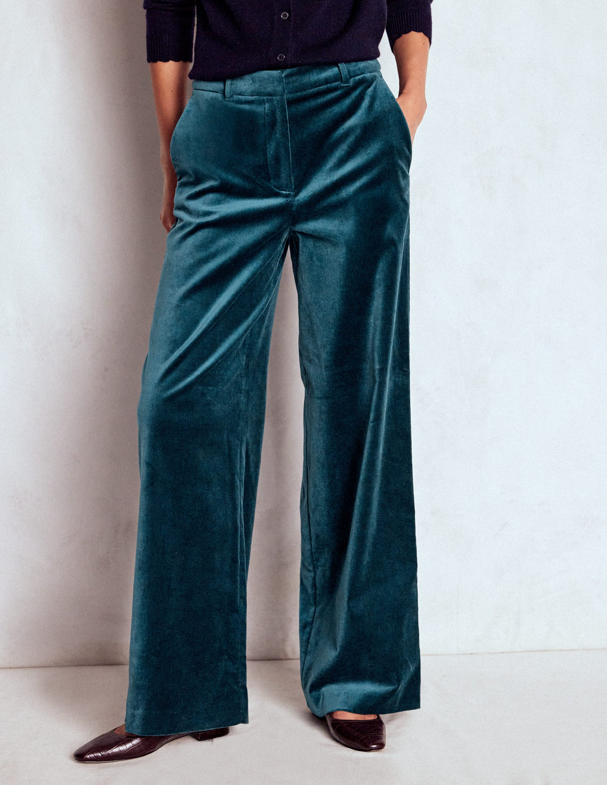 Belgravia Velvet Trousers-Midnight Teal - Image 5