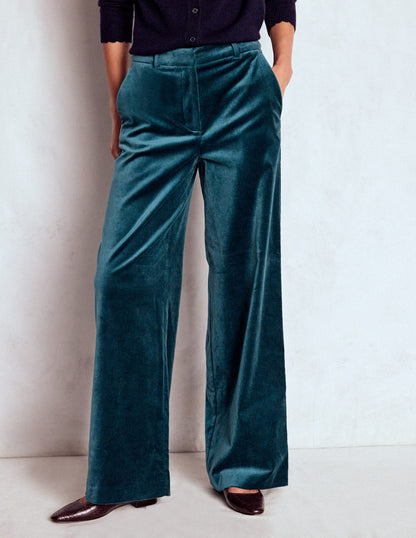 Belgravia Velvet Trousers-Midnight Teal-5