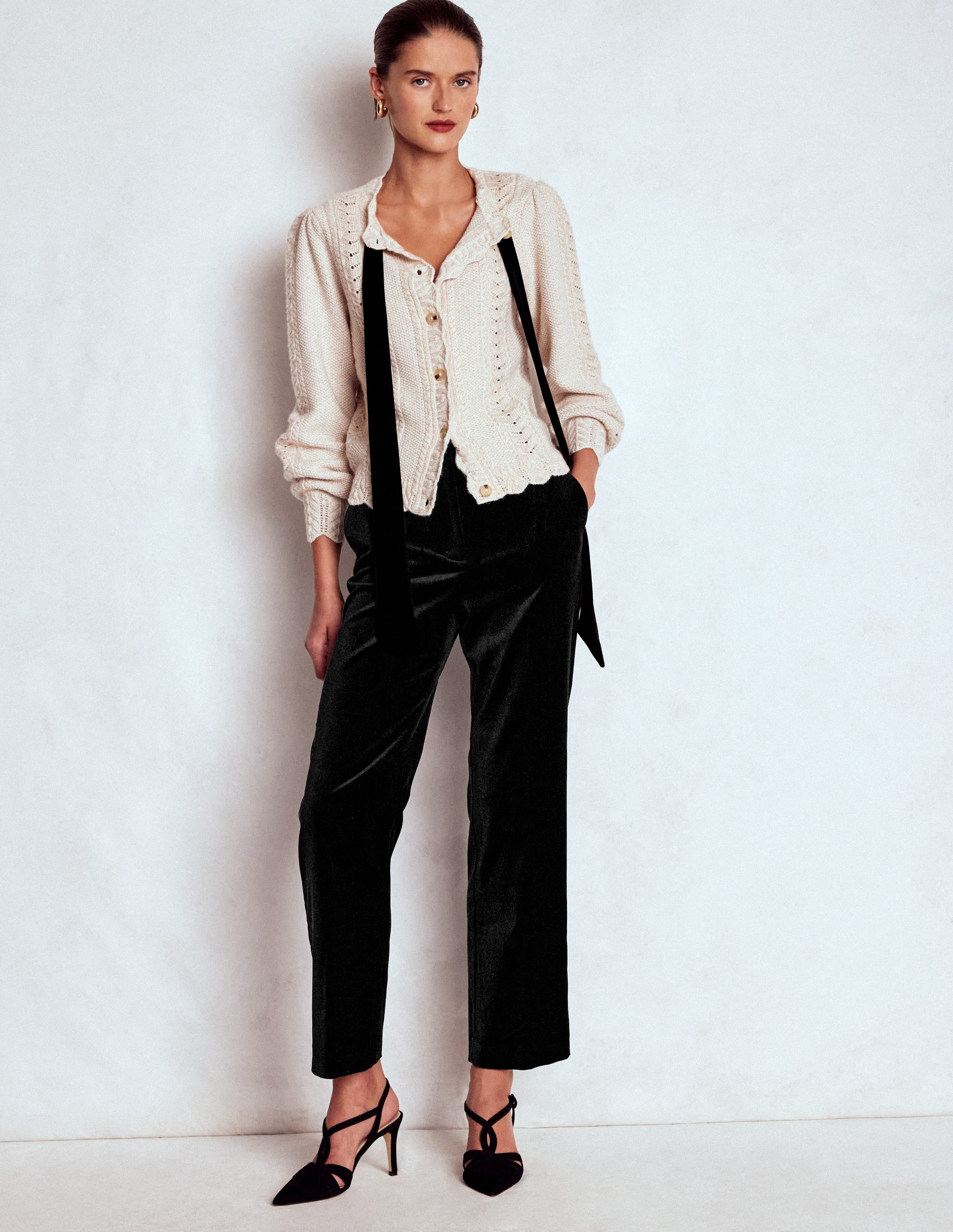 Canonbury Velvet Trousers-Black - Image 1