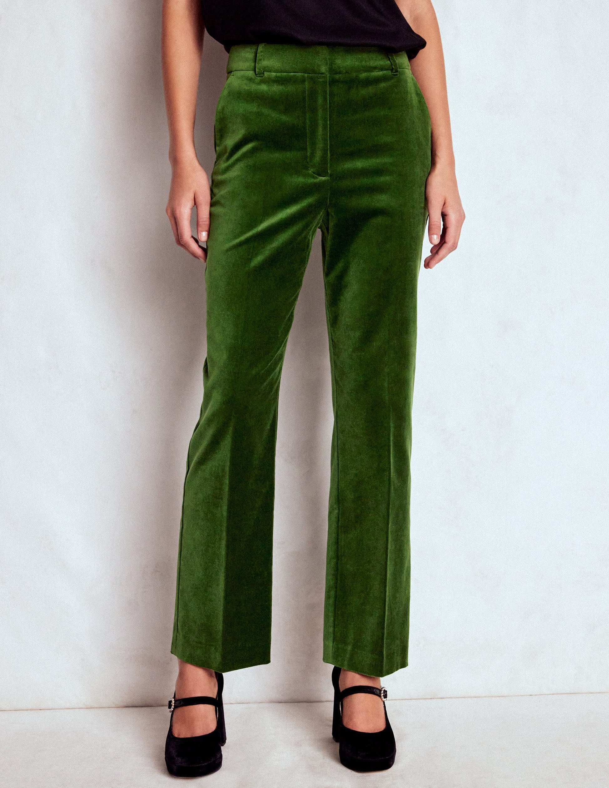 Canonbury Velvet Trousers-Green Fir-5