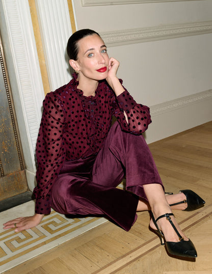 Canonbury Velvet Trousers-Dark Cherry-6