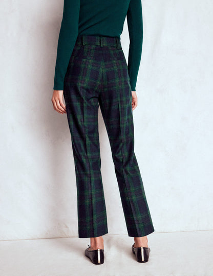 Canonbury Wool Trousers-Navy and Green Tonal Check-3