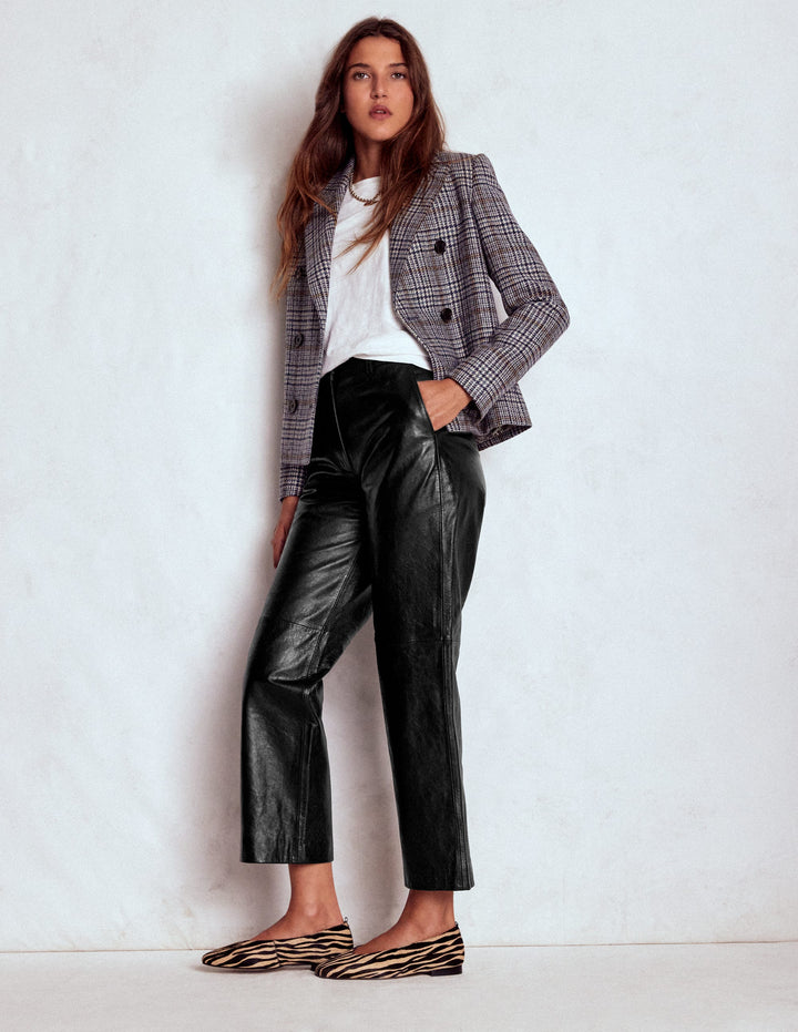 Canonbury Leather Trousers-BLACK