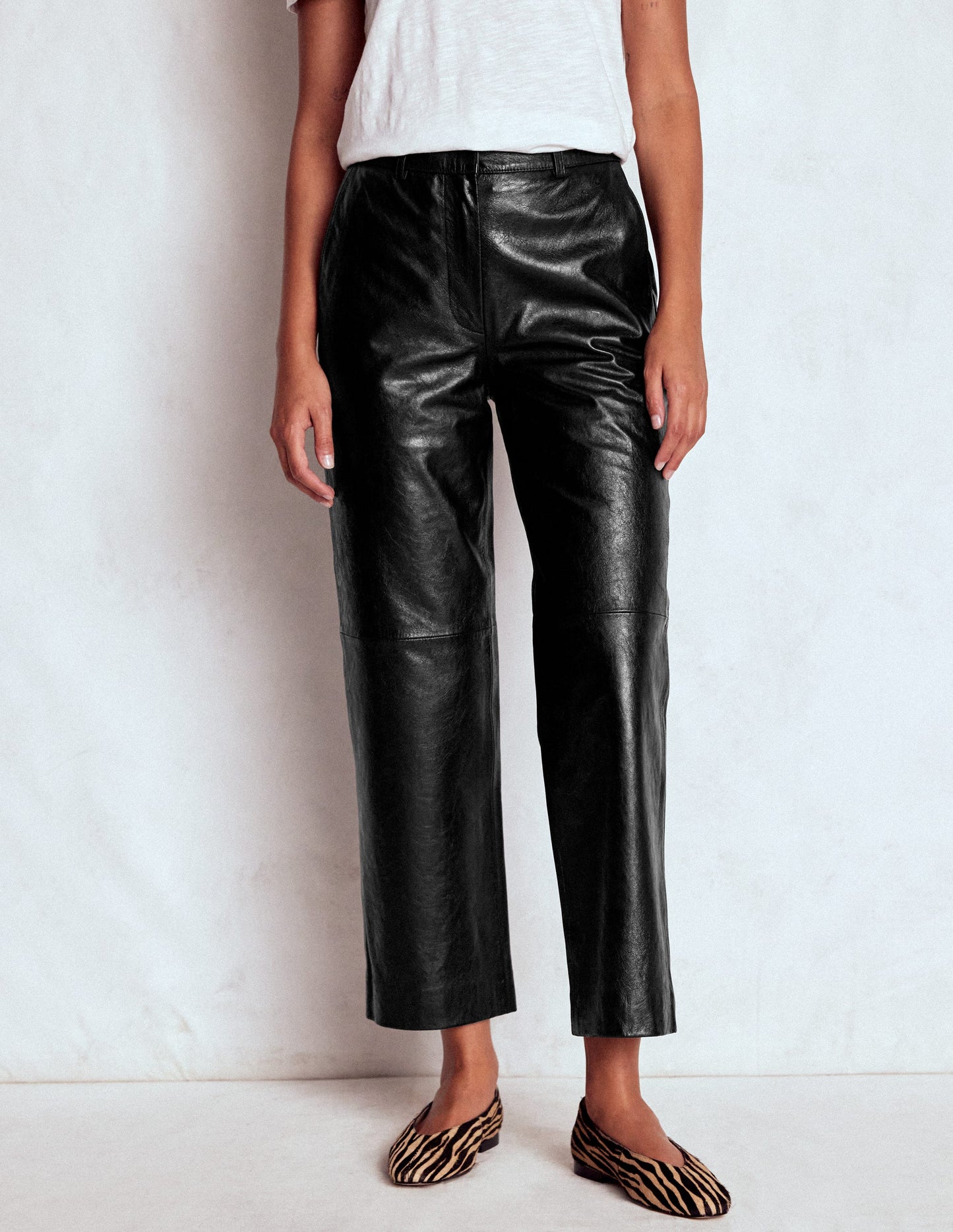 Canonbury Leather Trousers-BLACK