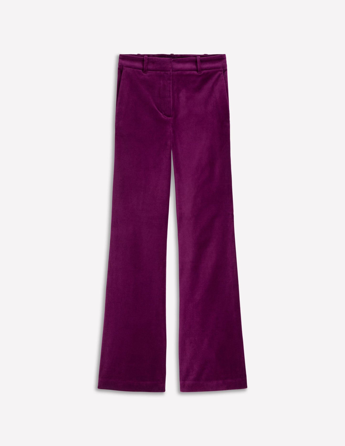 Fitted Velvet Flare Trousers-Plum Jam