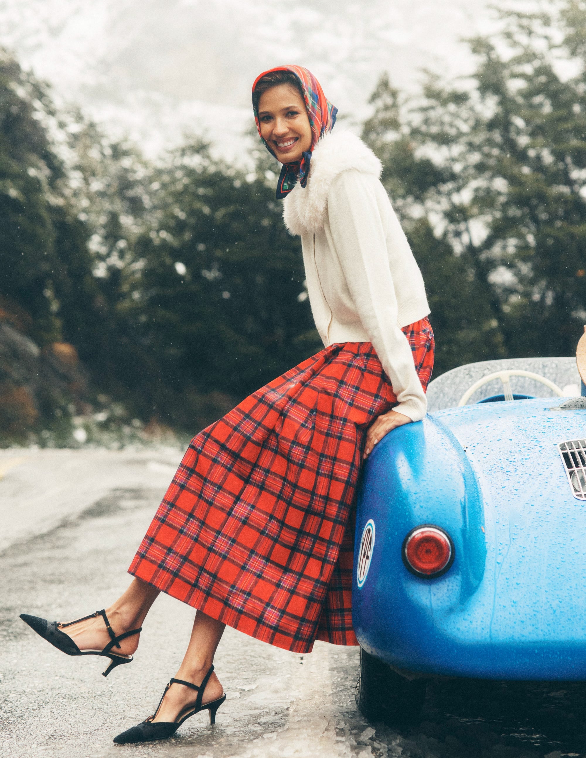 Verity Tartan Midi Skirt-Red, Navy & Purple Brand Check | Boden UK