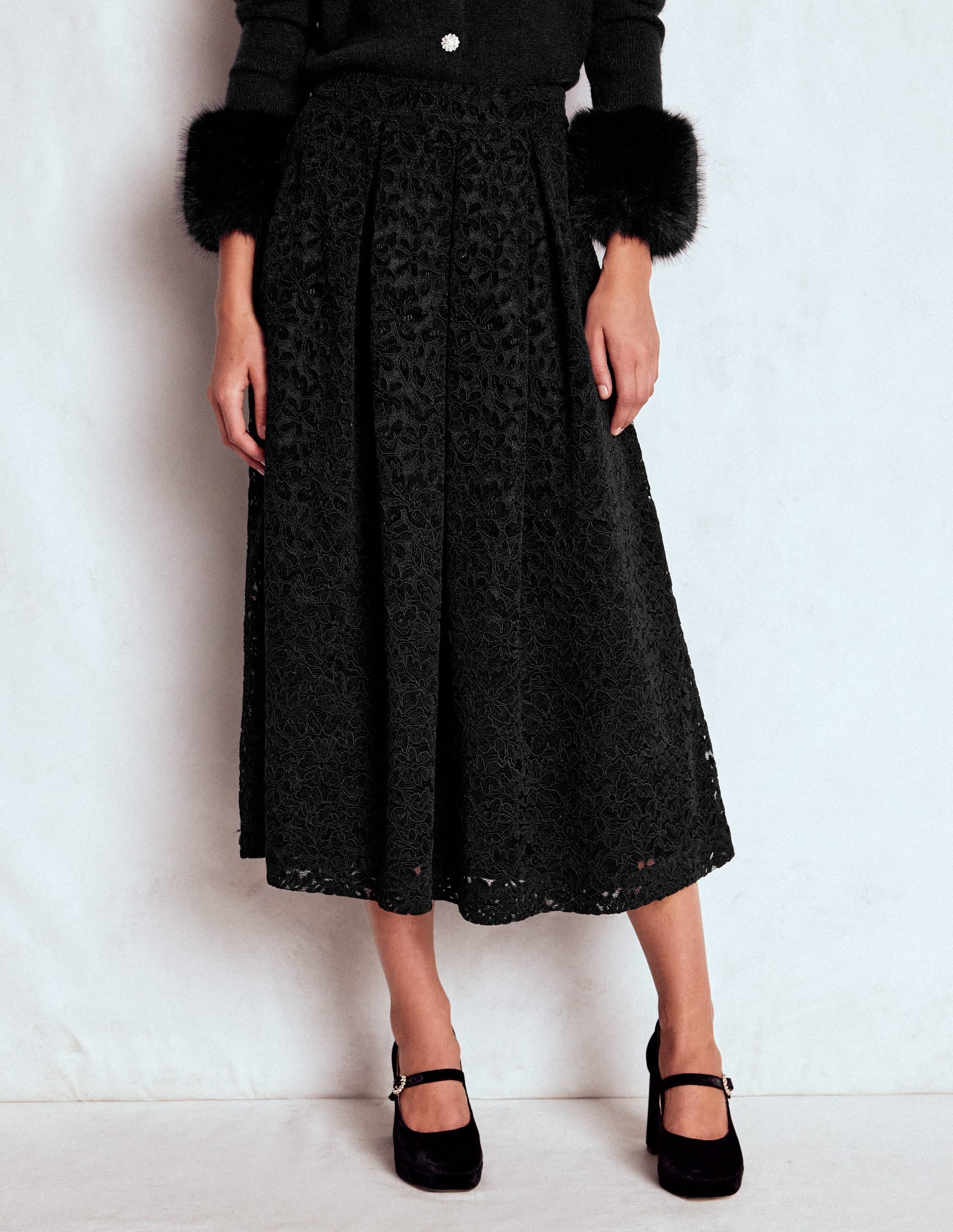 Verity Lace Midi Skirt-Black Lace - Image 5