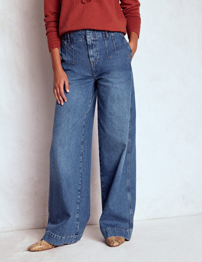 Stitch Detail Wide Leg Jeans-Mid Vintage-5