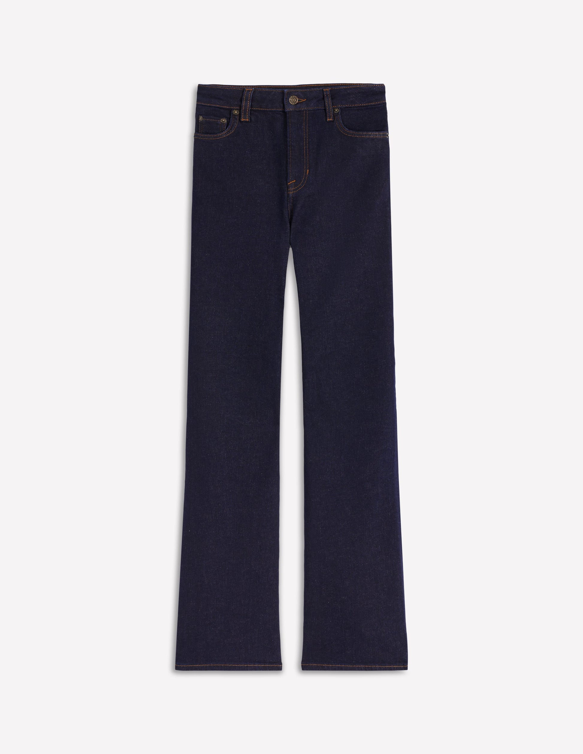 High Rise Fitted Flare Jeans-Indigo-7