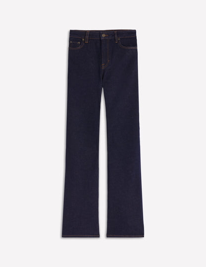 High Rise Fitted Flare Jeans-Indigo-7