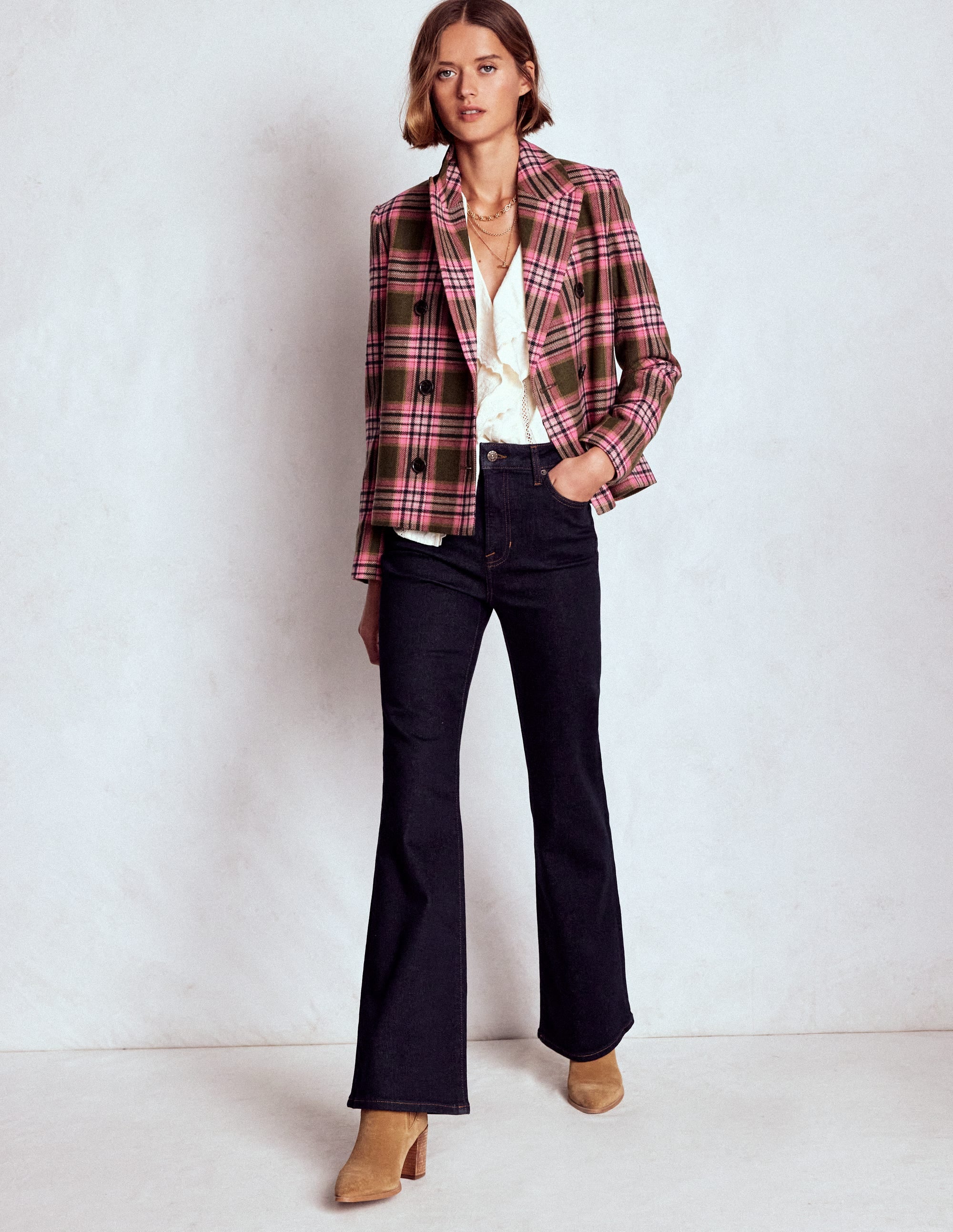 High Rise Fitted Flare Jeans-Indigo - Image 1