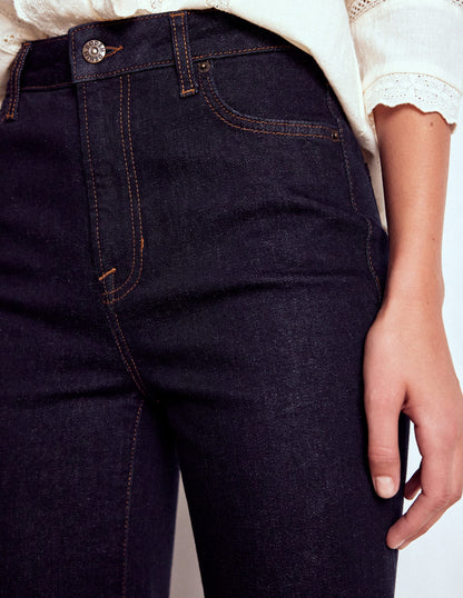 High Rise Fitted Flare Jeans-Indigo-2