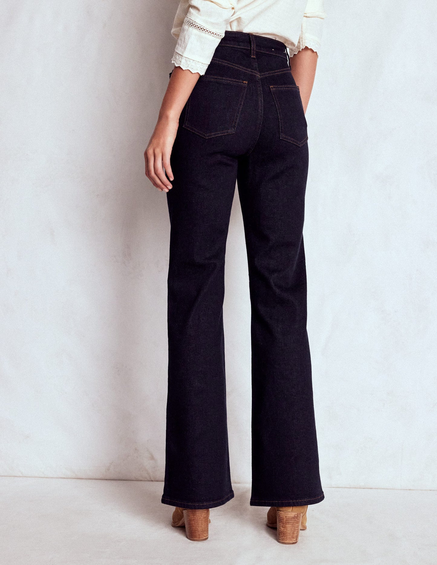 High Rise Fitted Flare Jeans-Indigo