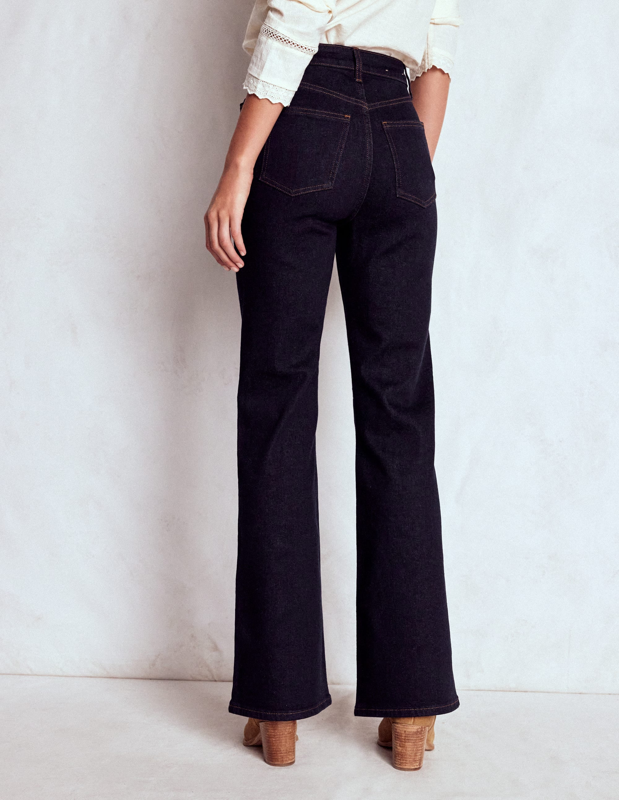 High Rise Fitted Flare Jeans-Indigo - Image 3