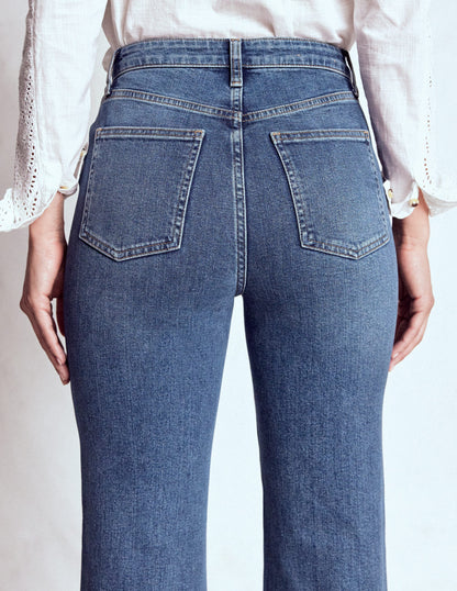 High Rise Fitted Flare Jeans-Mid Vintage-2