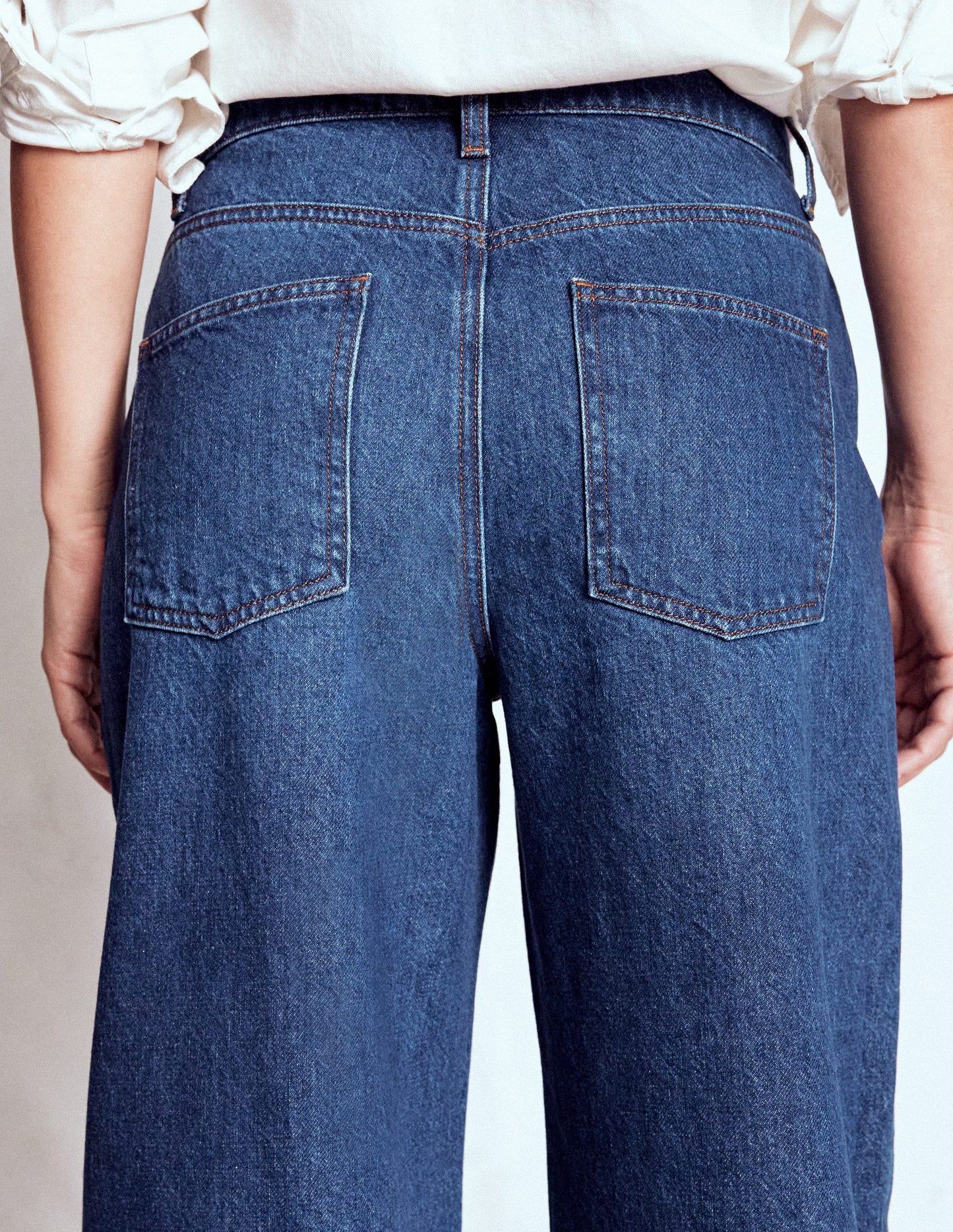 Full Length Barrel Leg Jeans-Dark Vintage