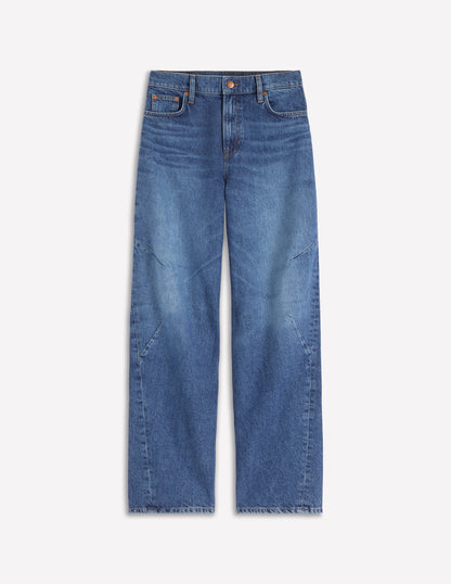 Full Length Barrel Leg Jeans-Mid Vintage-6