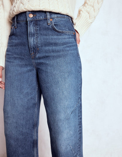 Full Length Barrel Leg Jeans-Mid Vintage-2