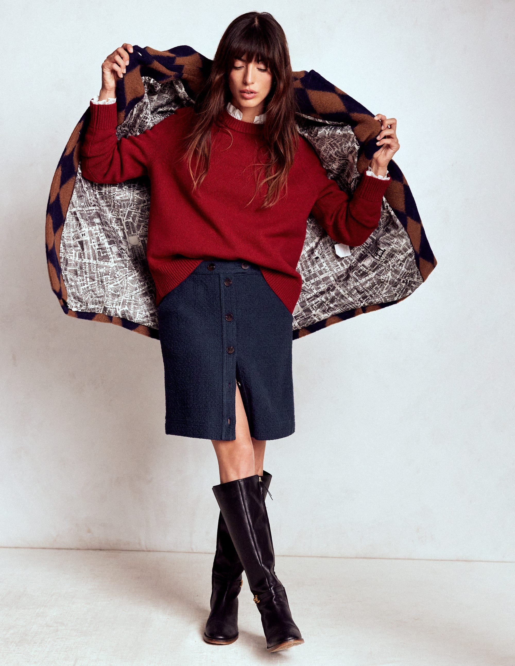 Cecelia Textured Skirt-Navy - Image 1